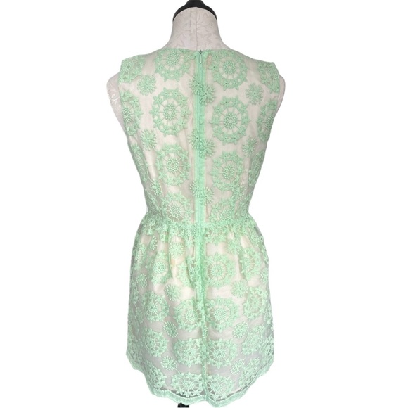 Ellison Green Lace Overlay Dress Sleeveless Zip - Picture 12 of 16